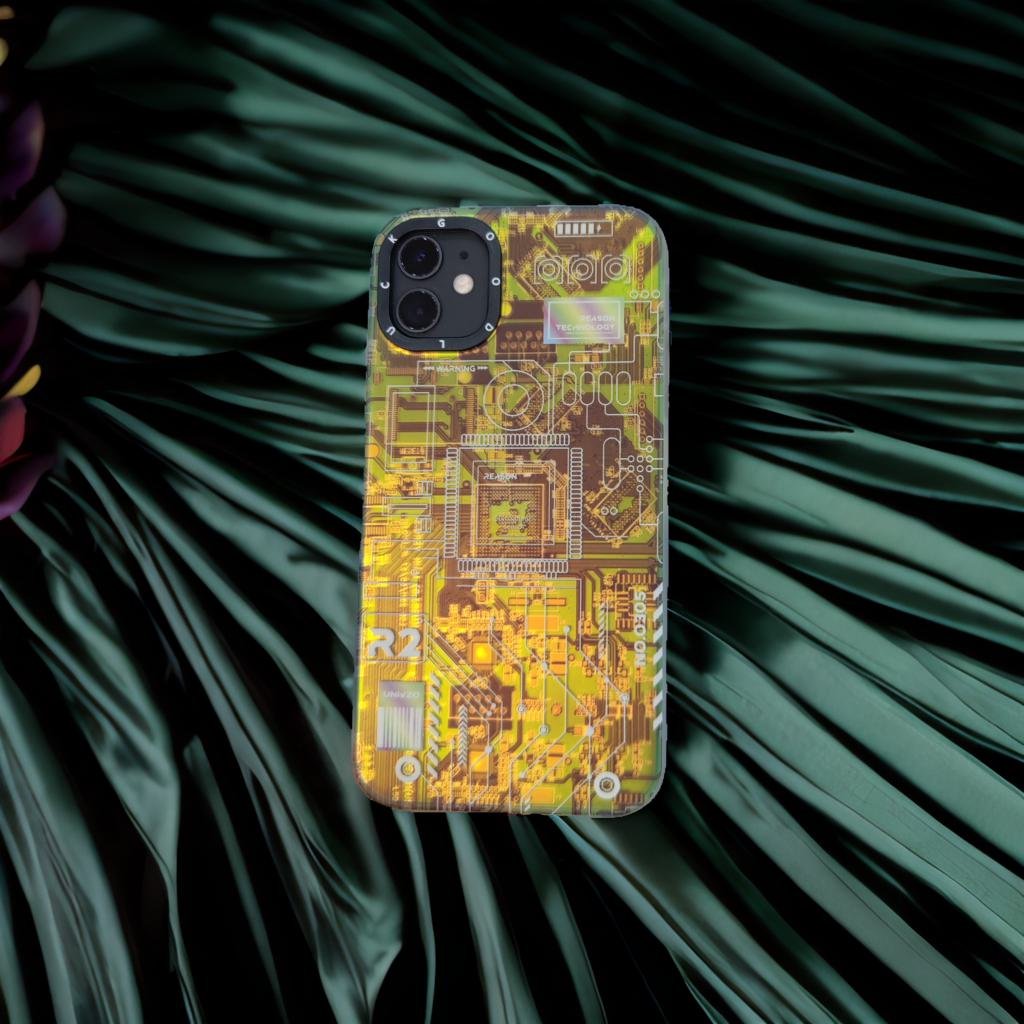 Techno Art AI Future Electric Circuit Retro IMD Chip Digital Mother Board Holographic Cover